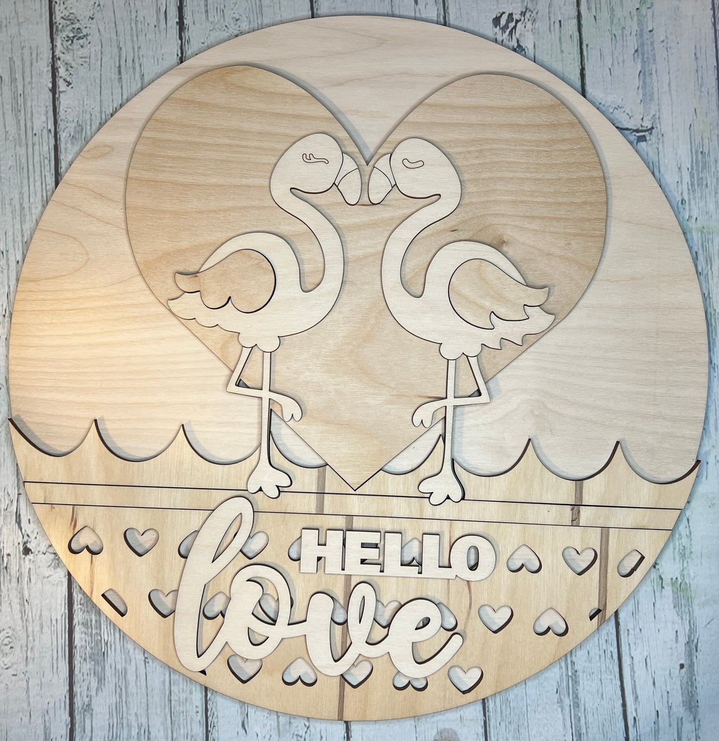 Flamingo Love - DIY Blank Wood Round Kit