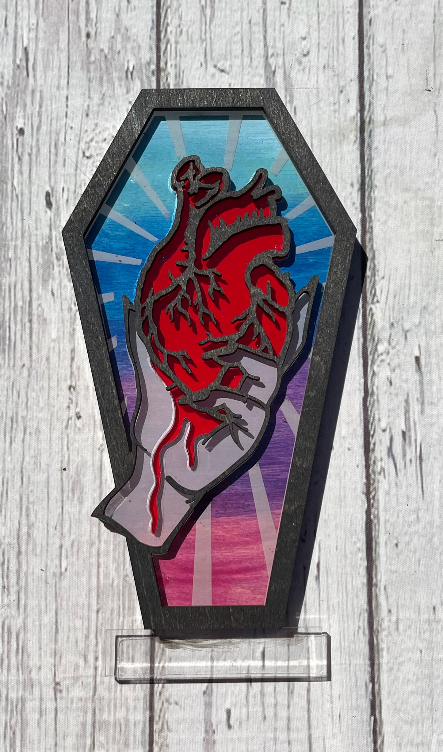Lighted Heart Coffin Hand