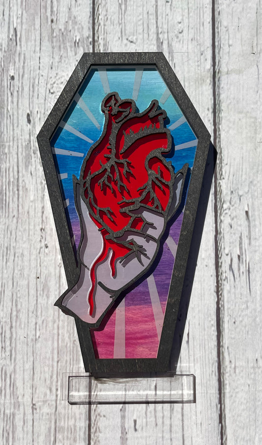 Lighted Heart Coffin Hand