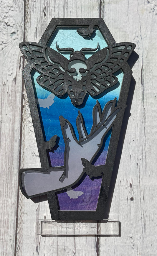 Lighted Moth Coffin Hand