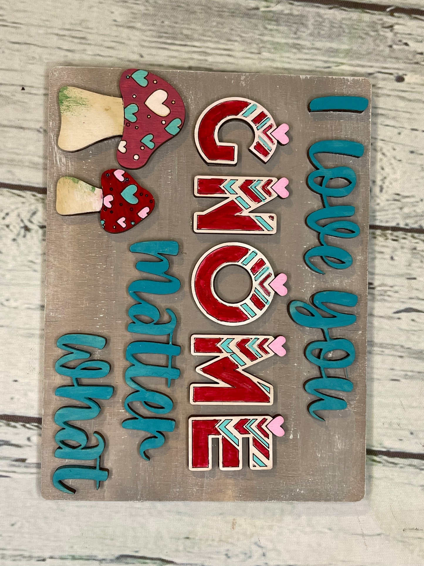 Valentine Gnome Tier Tray - Grey/Pink/Teal