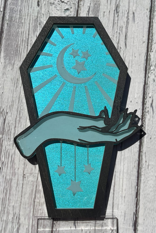 Lighted Moon and Stars Coffin Hand