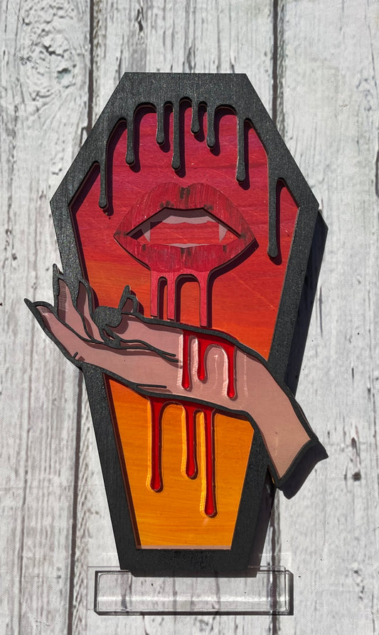 Lighted Lips Coffin Hand