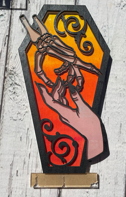 Lighted Skeleton Coffin Hand