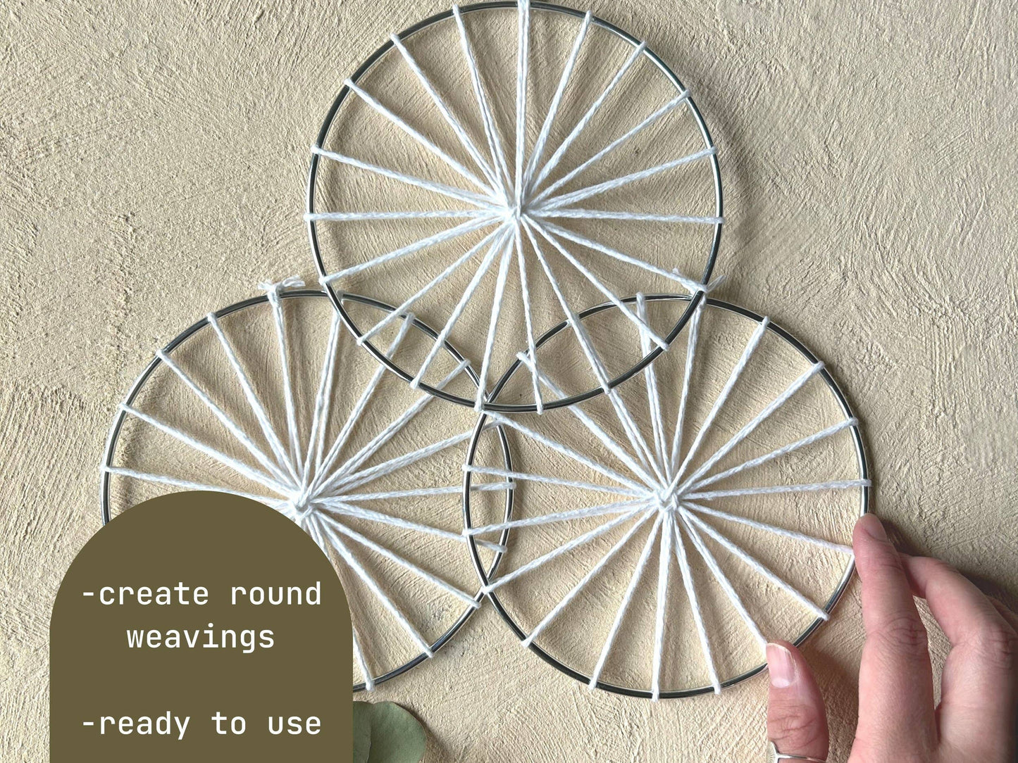 Set of 3: Warped 5" Metal Hoops for Weaving