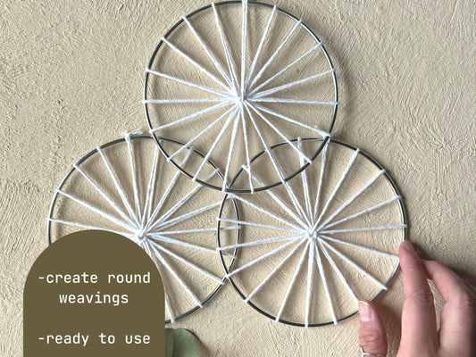 Set of 3: Warped 5" Metal Hoops for Weaving