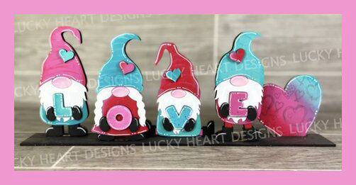 Love/Luck Gnomes Reversible Shelf Sitter