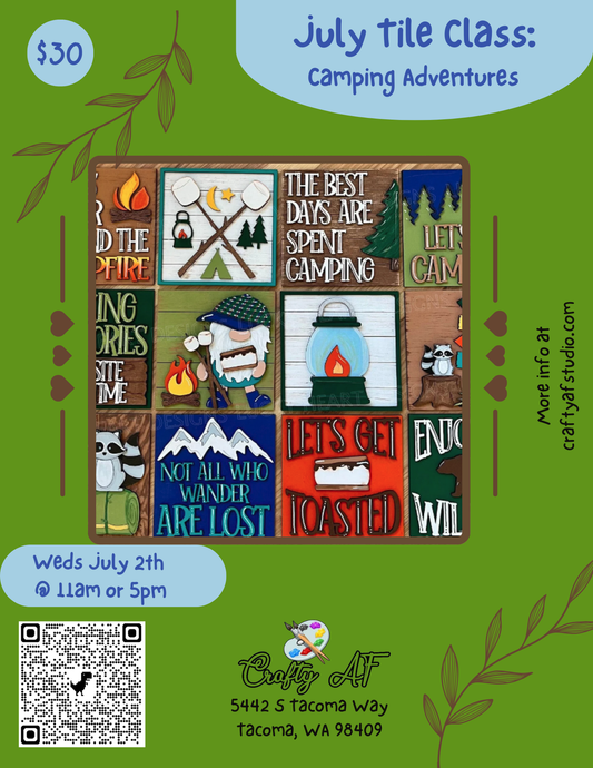 Camping Adventures - July Tile Painting party