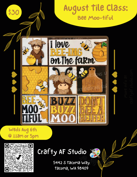 Bee-Moo-Tiful  August Tiles Paint Class