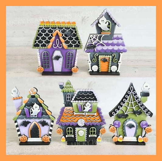 Halloween Gingerbread set of 5 Houses