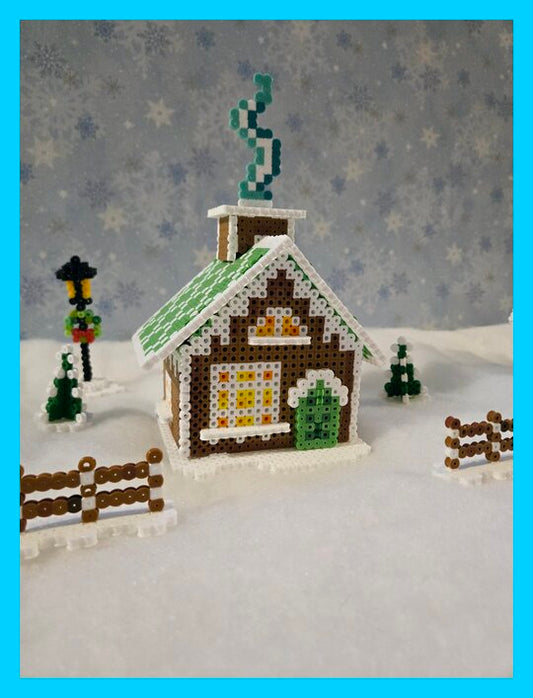 Perler Bead Christmas Village [Part 2] - Gingerbread House with Chimney