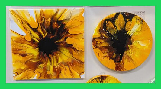 Sunflower Bloom Paint Pour Party 🎉