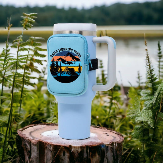 Camping Neoprene Tumbler Bag | Camp Morning Wood