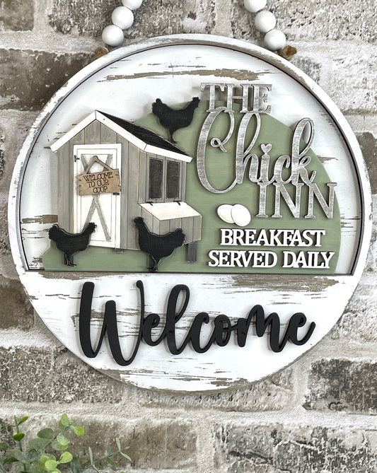 The Chick Inn Seasonal Insert for Interchangeable rounds or Crate - Ready to Paint