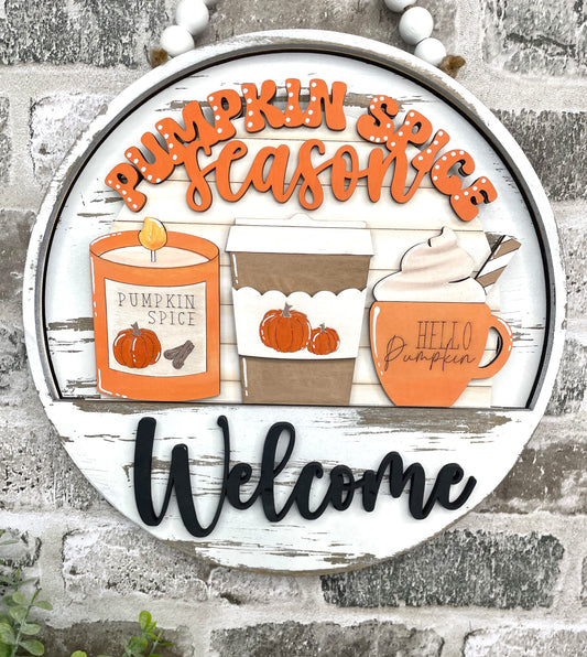 Pumpkin Spice Seasonal Insert for Interchangeable rounds or Crate - Ready to Paint