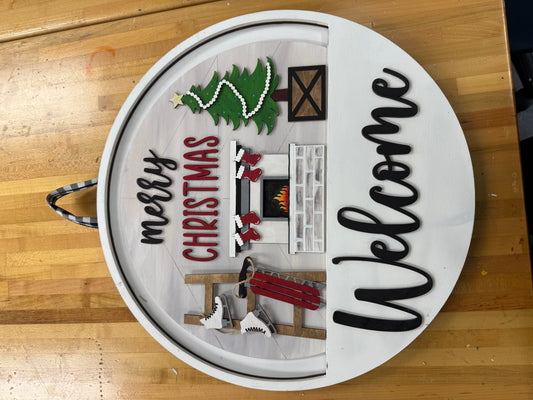 Merry Christmas Fireplace Seasonal Insert