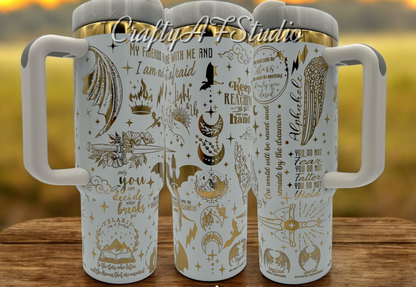 30oz With Handle MaasVerse SJMVerse TOG Acotar Crescent City Mashup laser engraved Tumbler - Bat boys - Alphahole - City of Starlight - Dragons
