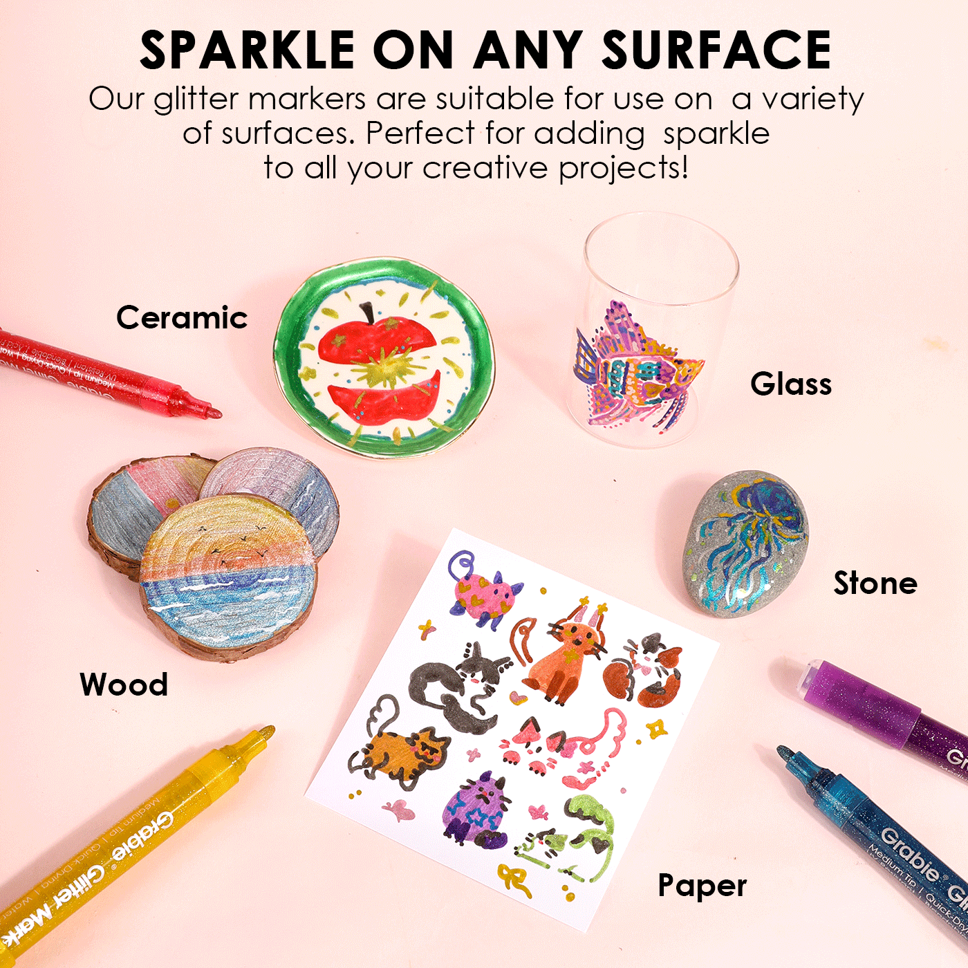 Medium Tip Iridescent Glitter Acrylic Paint Marker Set Of 24