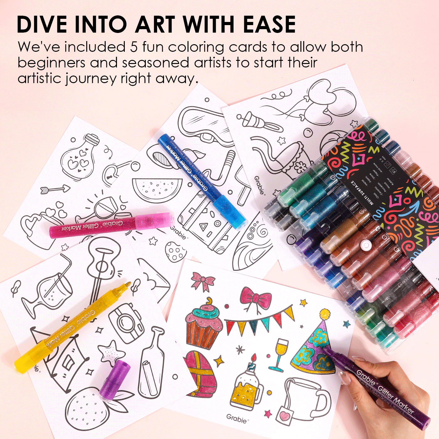 Medium Tip Iridescent Glitter Acrylic Paint Marker Set Of 24