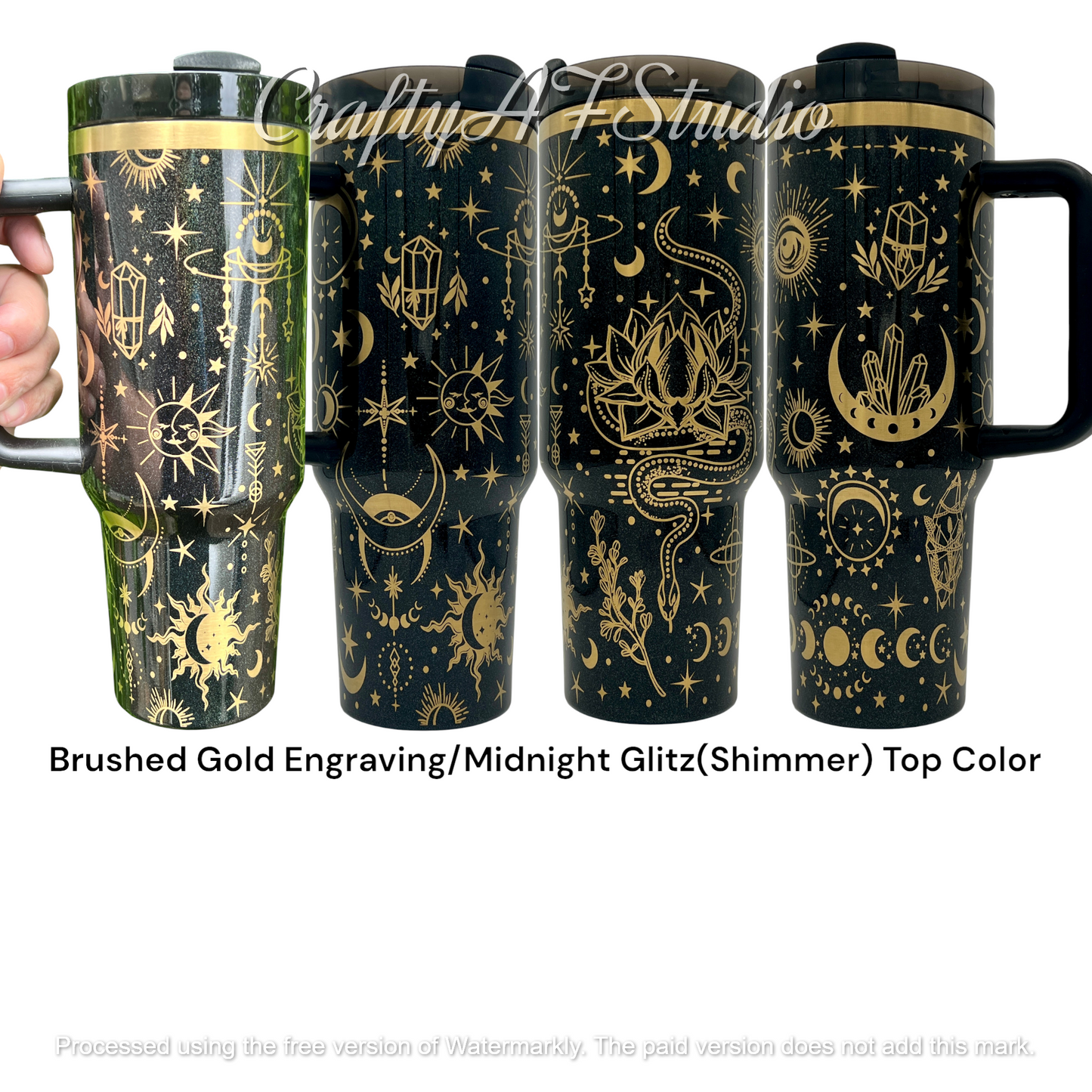 40oz Celestial moons and crystals full wrap Laser Engraved Tumbler