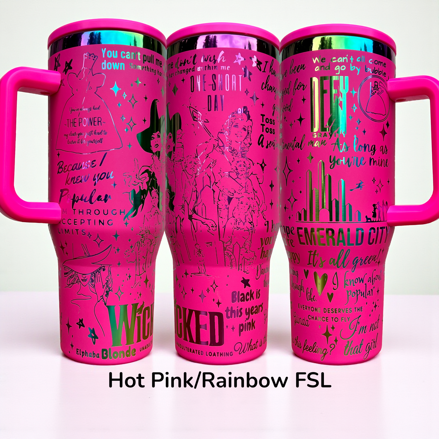 Defying Gravity Wicked laser Engraved Tumbler 40oz