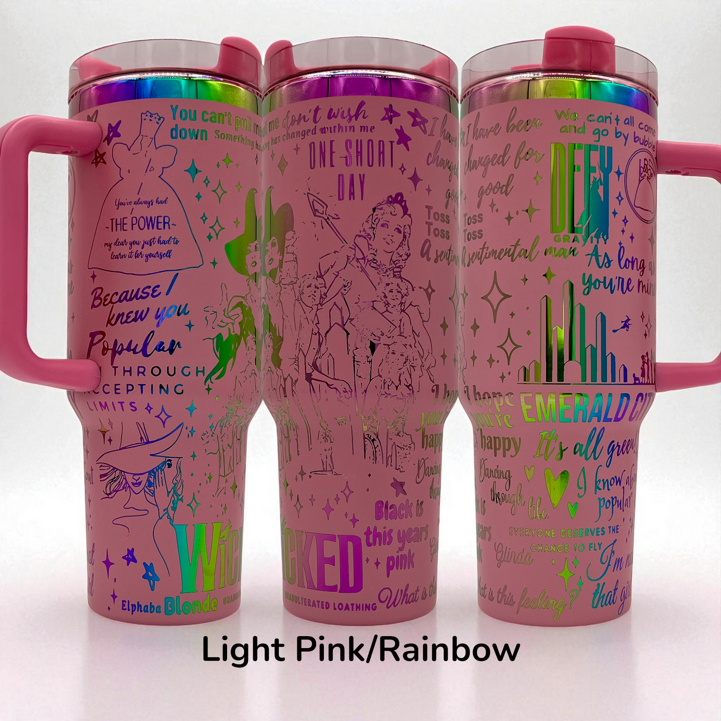 Defying Gravity Wicked laser Engraved Tumbler 40oz