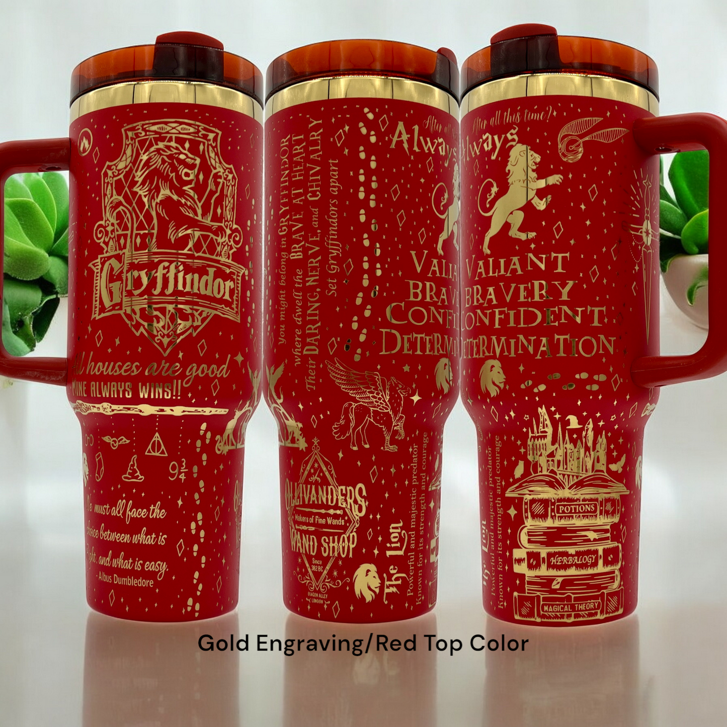 40oz Wizarding School Red Lion House Themed laser engraved Tumbler - Magical HP