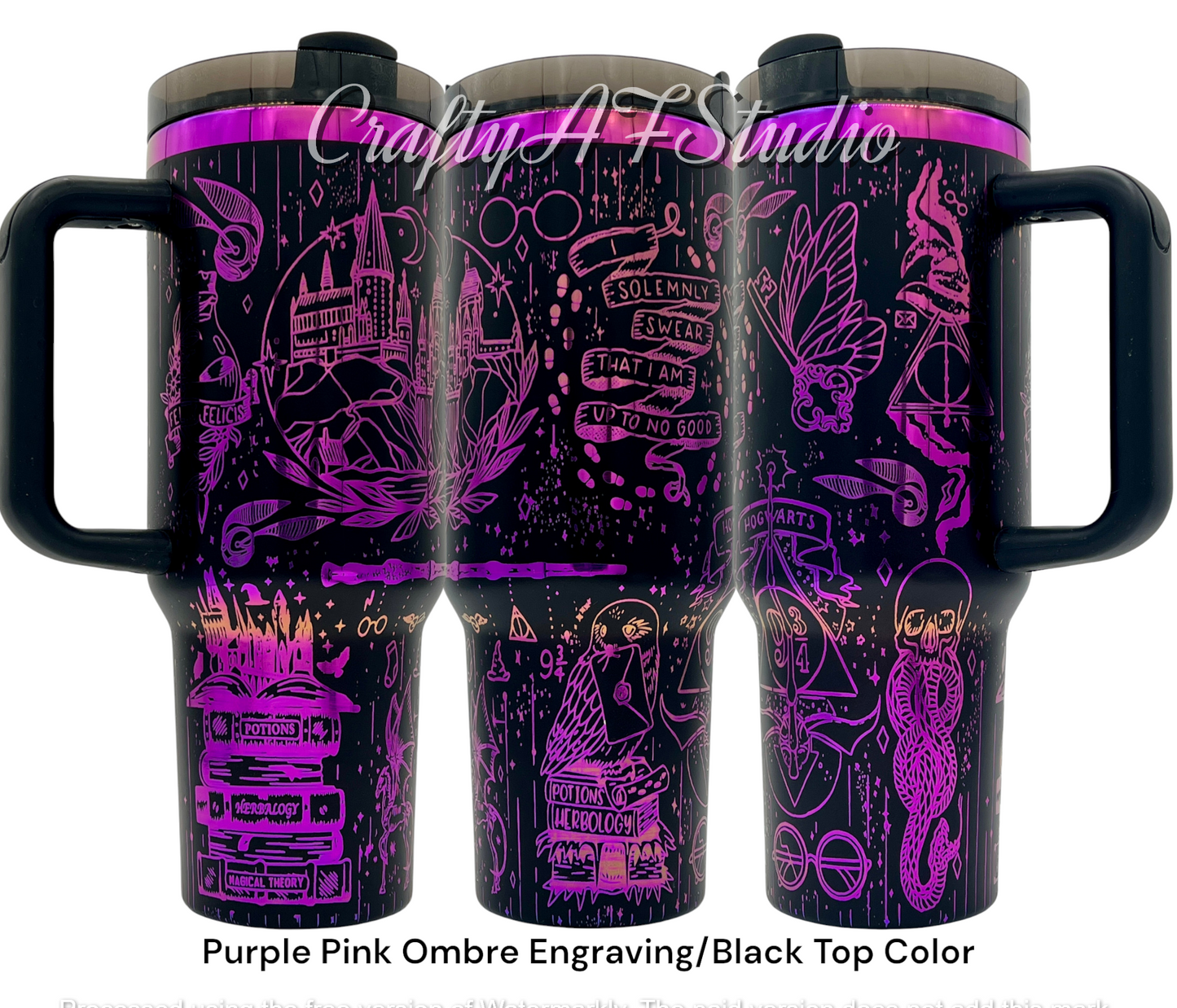 40oz HP Wizard World Engraved Tumbler Hogwarts Death eaters Snitch