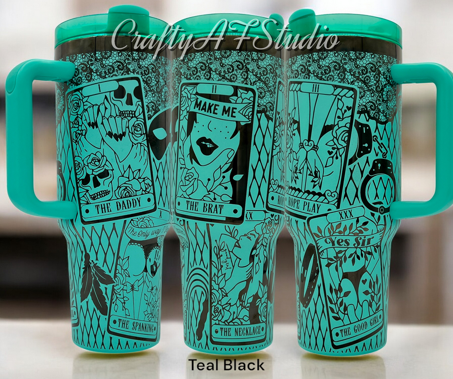 40oz Kinky Tarot cards laser engraved Tumbler