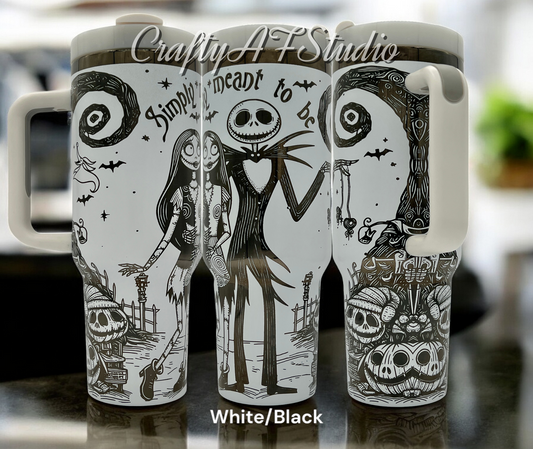 40oz Jack and Sally NBC Nightmare before X-Mass Simply meant to Be laser engraved tumbler