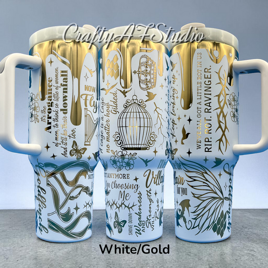 40oz The Plated Prisoner Book Series themed Laser engraved tumber