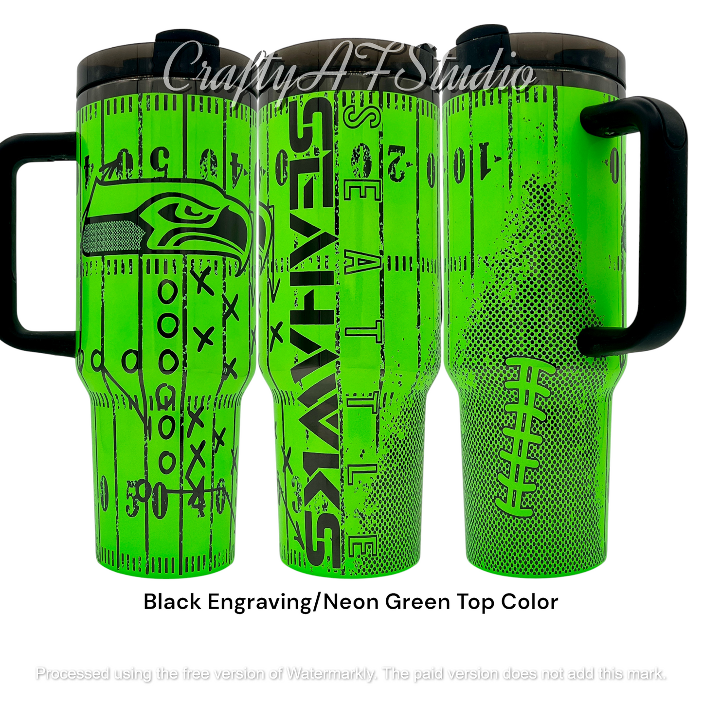 40oz Seahawks Distressed Field and ball Laser engraved tumbler