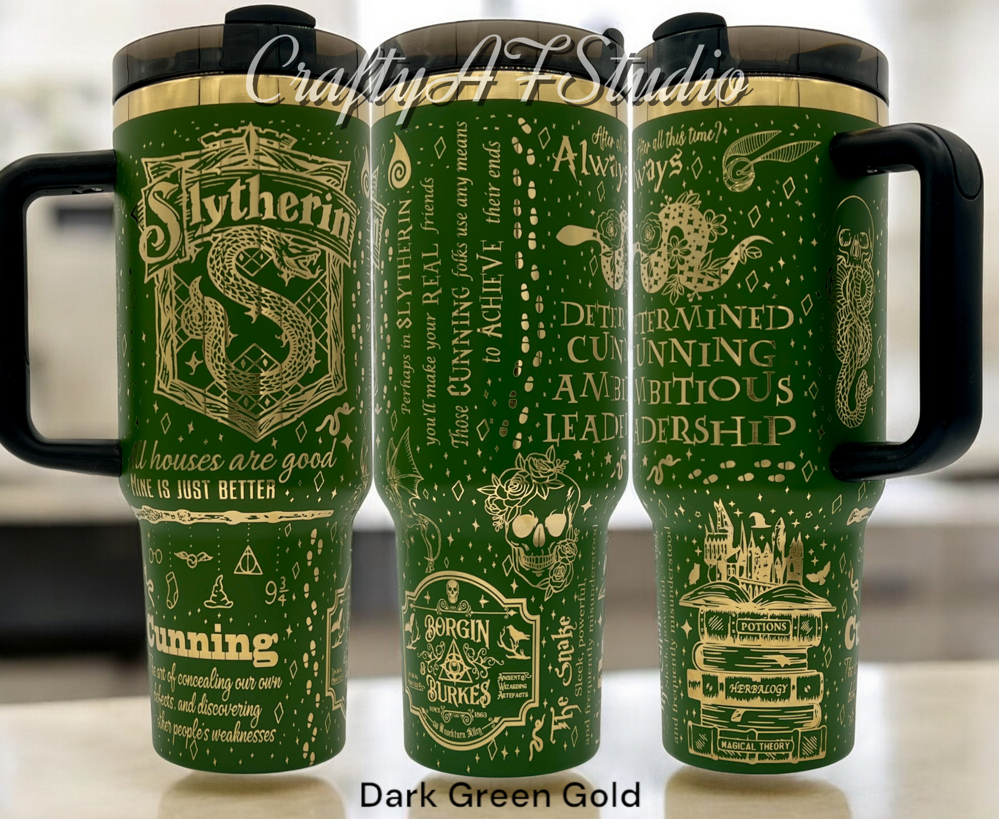 40oz Slytherin House themed engraved tumbler design svg
