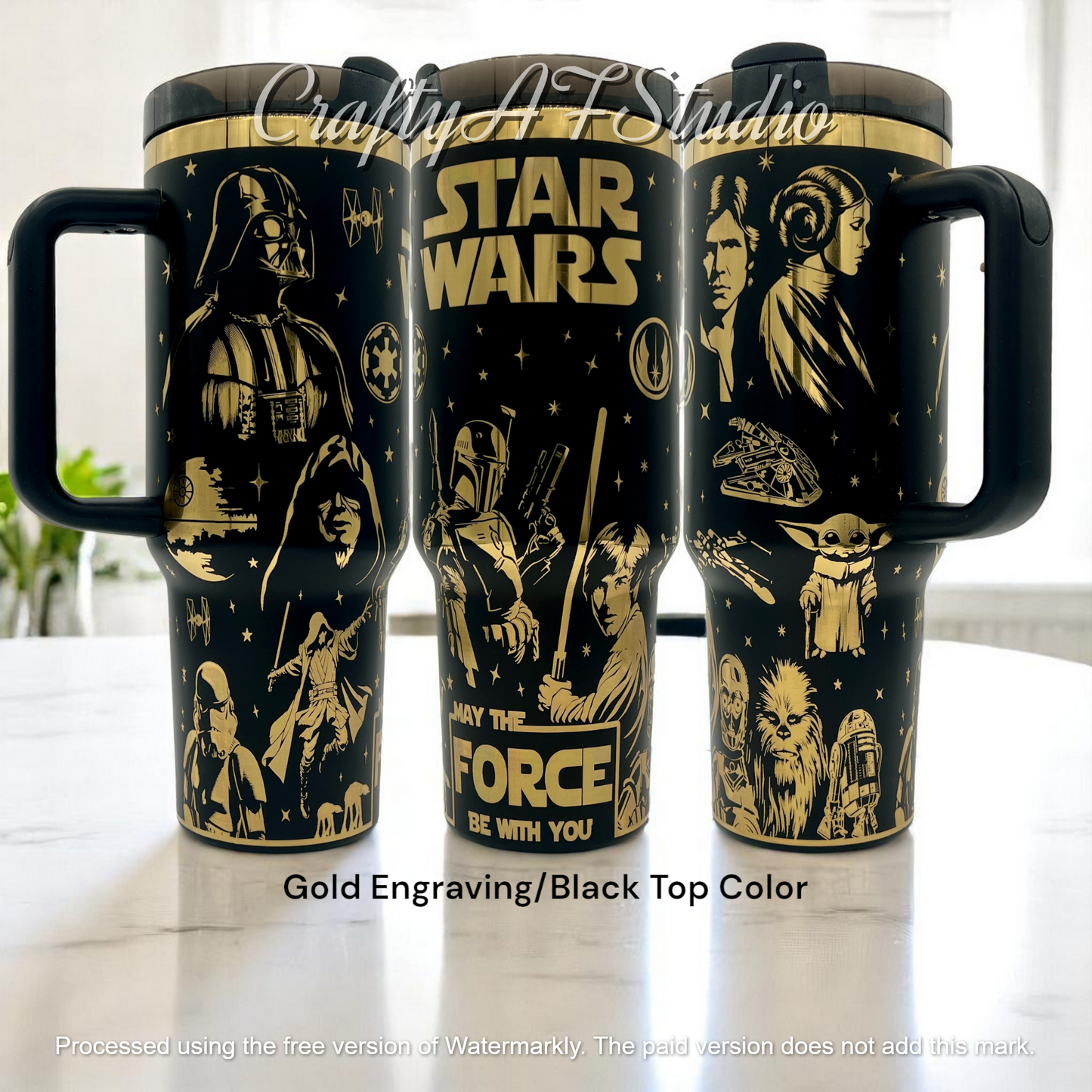 40oz Star Wars May the Force be with you laser engraved tumbler