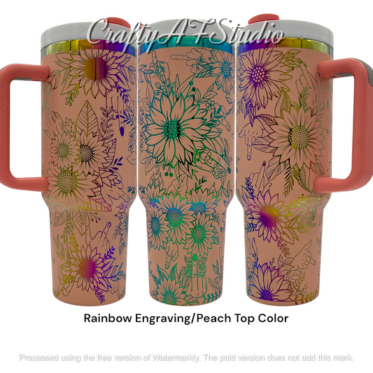 40oz Sunflower F.U. (middle fingers) laser engraved tumbler