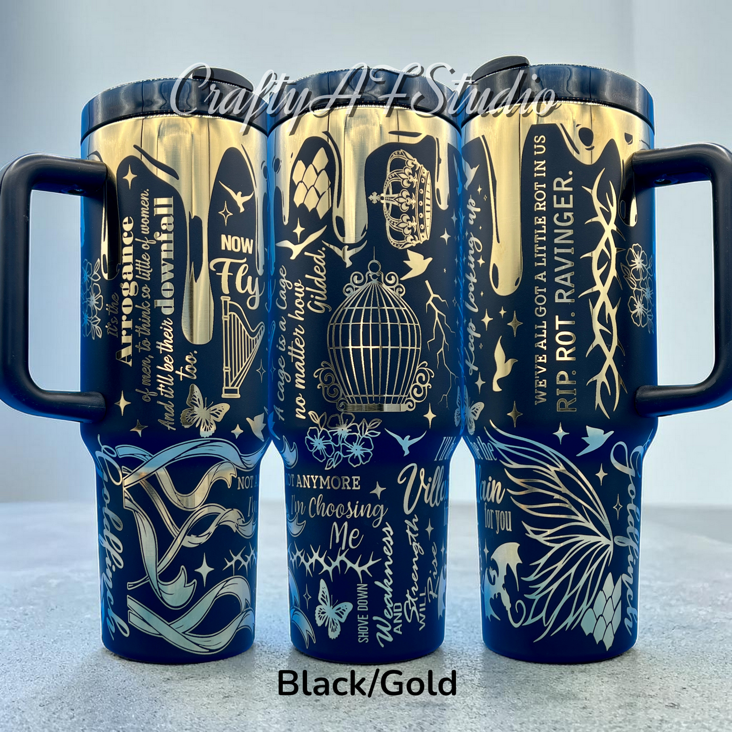40oz The Plated Prisoner Book Series themed Laser engraved tumber