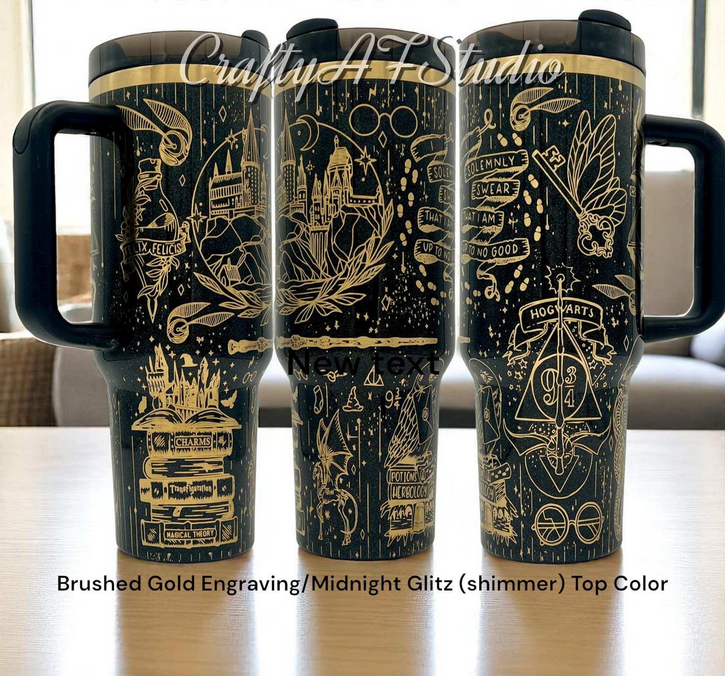 40oz HP Wizard World Engraved Tumbler Hogwarts Death eaters Snitch