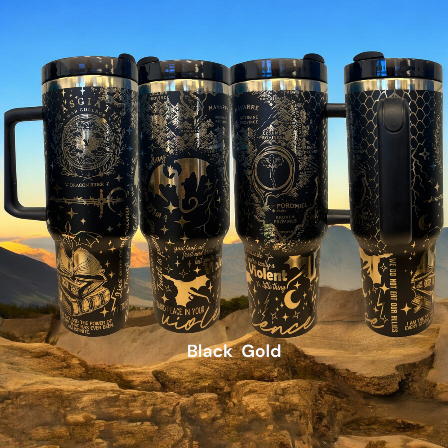 40oz Fourth Wing V2 Basgaith College themed laser engraved tumbler - book quotes- dragons - logo
