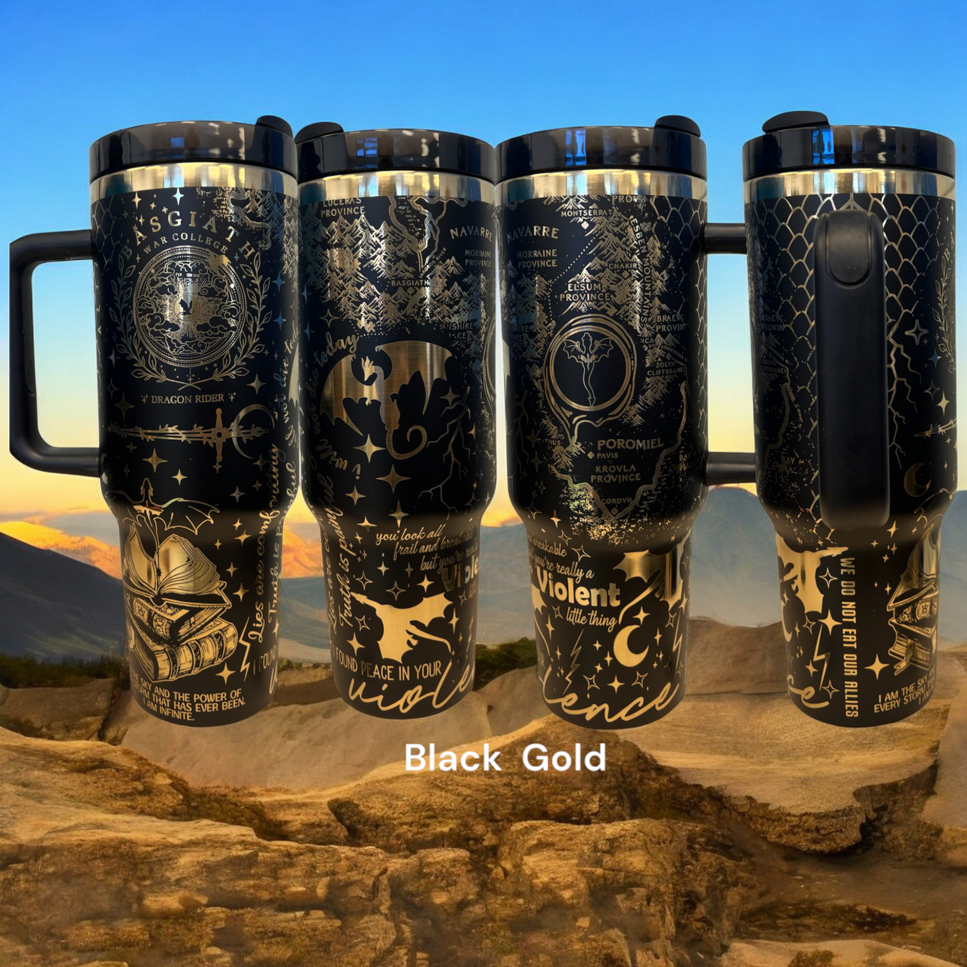 40oz Fourth Wing V2 Basgaith College themed laser engraved tumbler - book quotes- dragons - logo