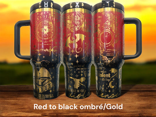 40oz Fourth Wing V2 Basgaith College themed laser engraved tumbler - book quotes- dragons - logo
