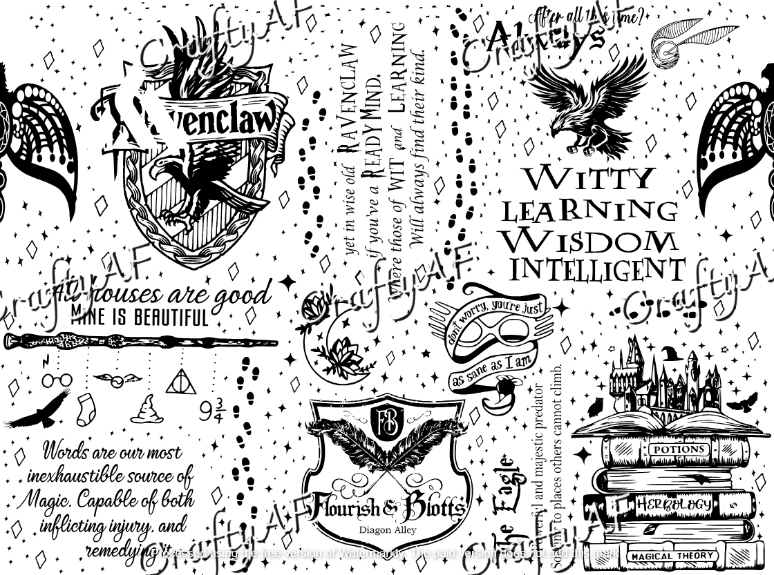 HP Blue Bird themed Digital File 40oz svg  for laser engraving Ravenclaw