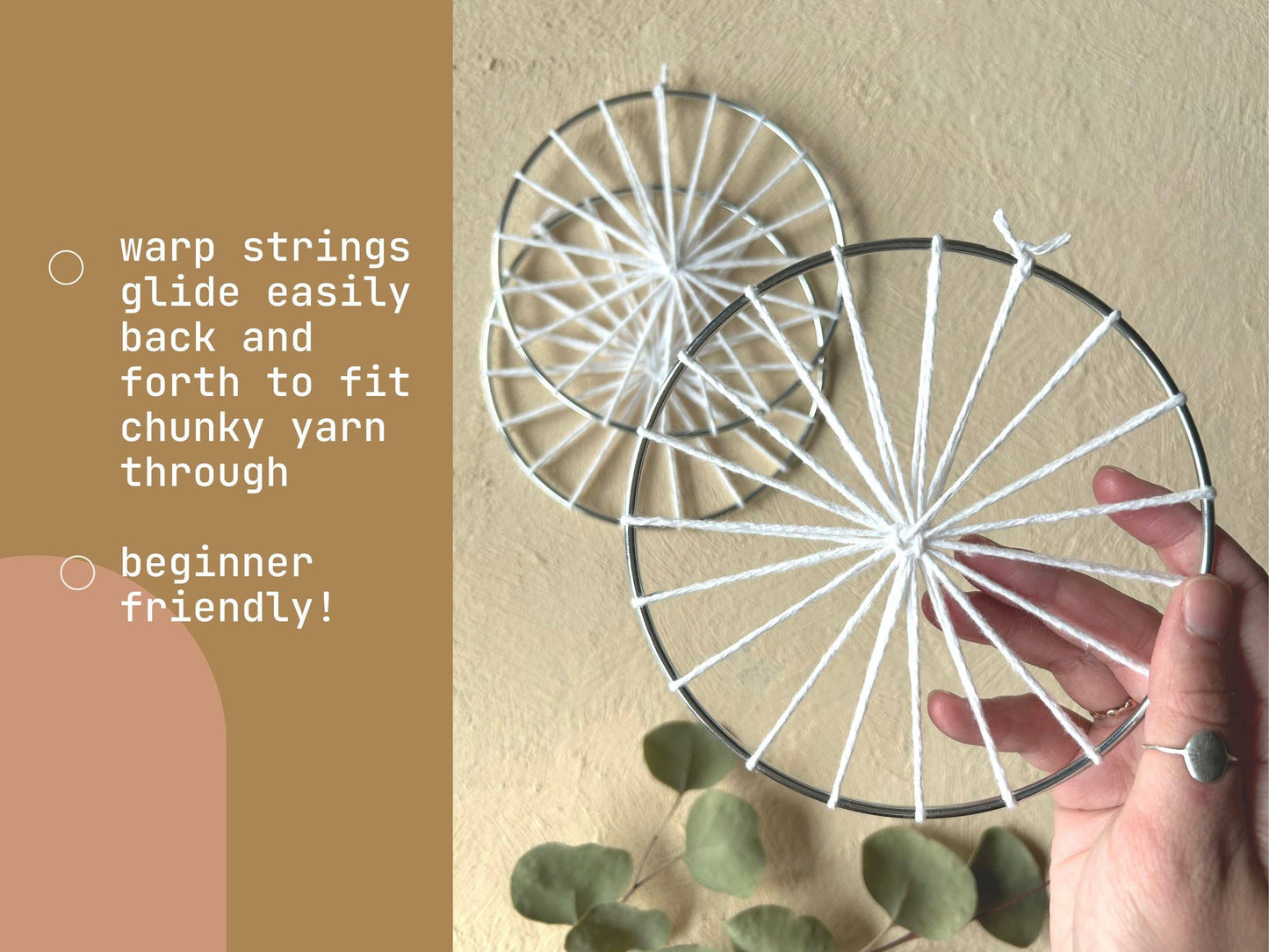 Set of 3: Warped 5" Metal Hoops for Weaving