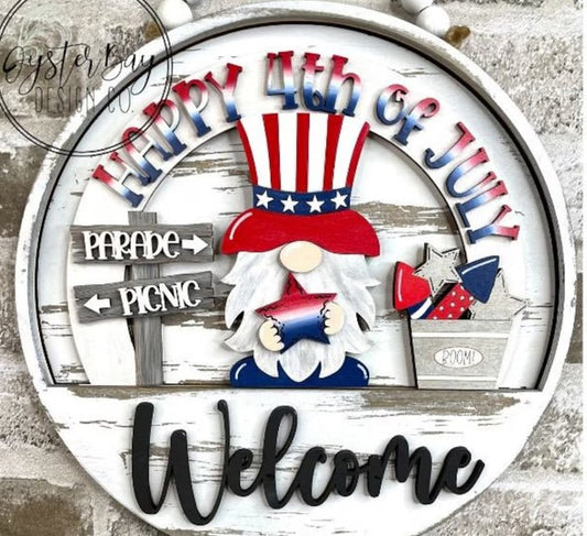 Happy 4th Gnome Insert for Interchangeable rounds or Crate