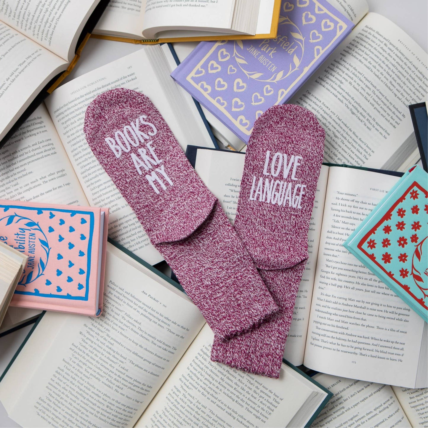 "Books Are My Love Language"  Women's Reading Socks