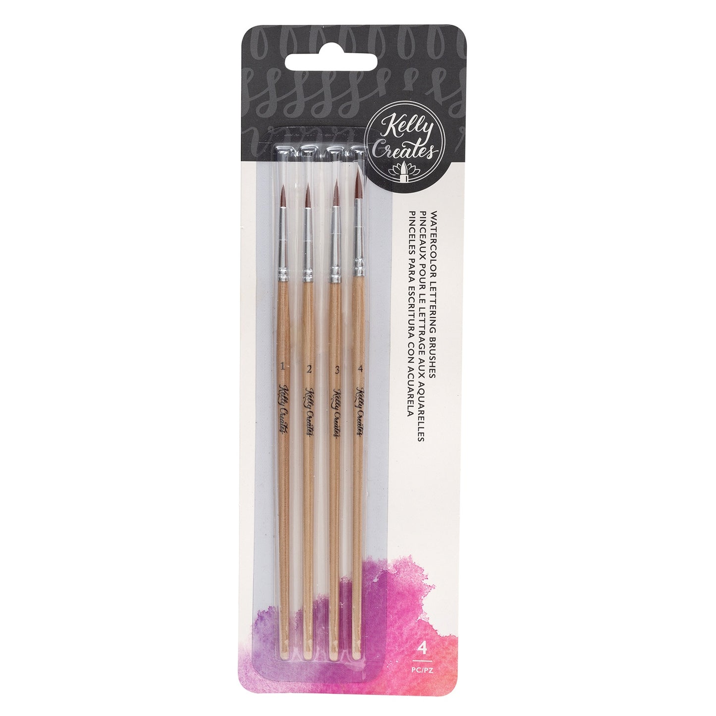 Kelly Creates Round Watercolor Round Brush Set of 4
