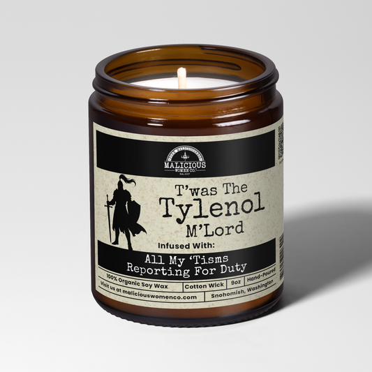 Twas The Tylenol | 9oz Funny Mental Health Candle | Malicious Women Co.