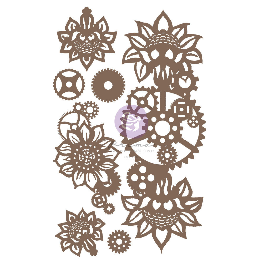 Finnabair Decorative Chipboard – Machine Floral Decors – 7 pcs