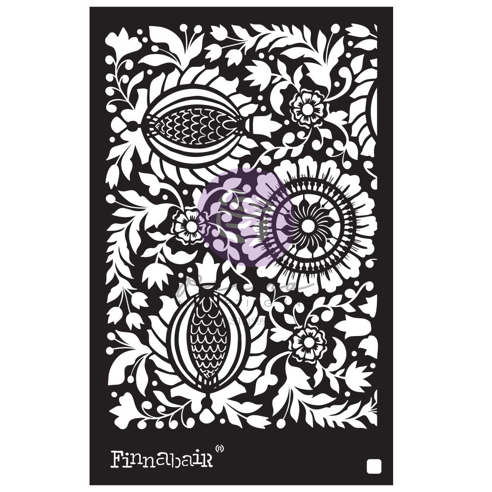 Finnabair Stencil – Folk Florals – 1 piece, 6″x9″