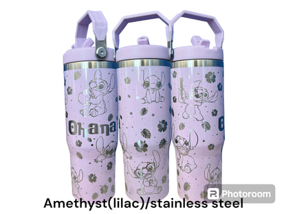 Ohana Stitch engraved tumbler 30oz - Spill Proof