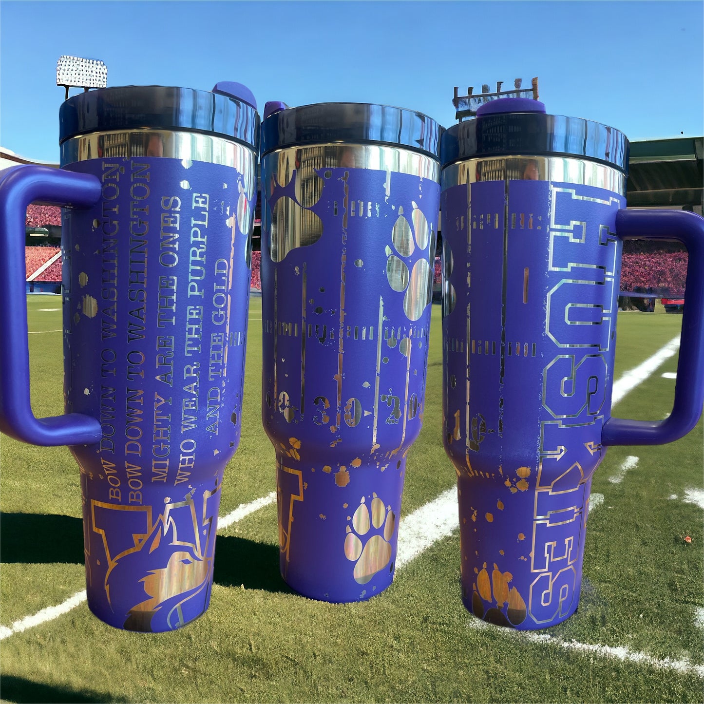 Purple Gold Univ of Washington Laser Engraved Tumbler 40oz